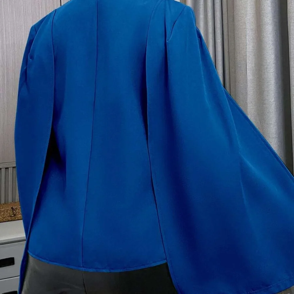 Classic Open Front Cape Blazer Work Office - Picture 5 of 12